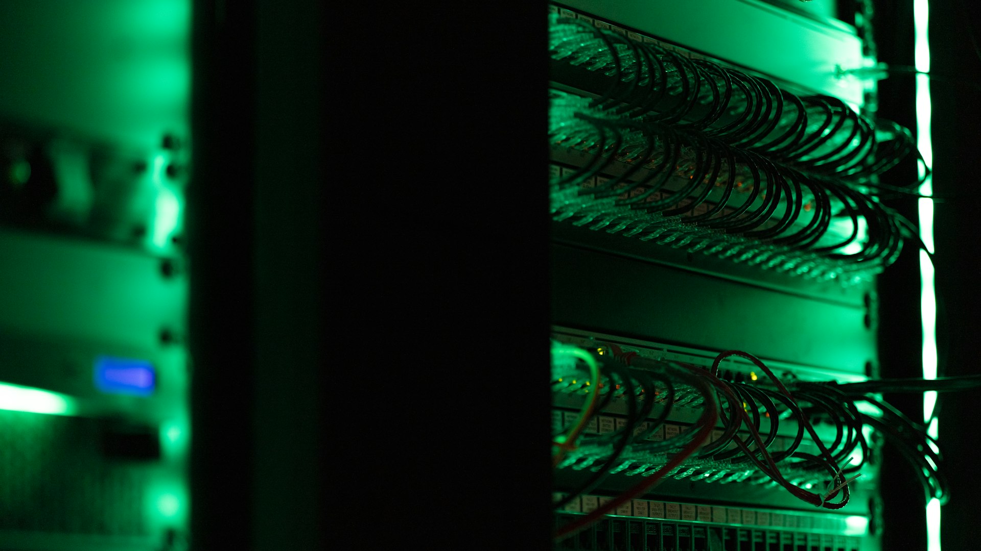 Illuminated server infrastructure inside a data center